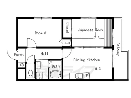 アクティブ水垣(2LDK/1階)の間取り写真