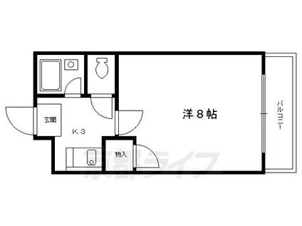 ベルヴィ武者小路(1K/4階)の間取り写真