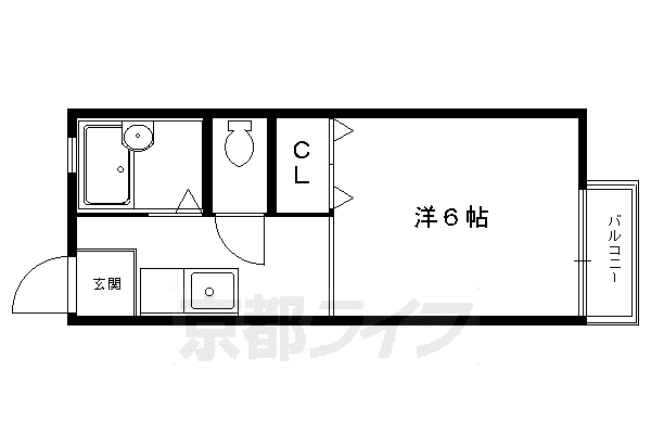 叡山電鉄 一乗寺駅 徒歩13分 2階建 築38年(1K/2階)の間取り写真