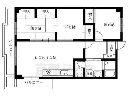 ロイヤルコテージ尊上院(3LDK/2階)の間取り写真
