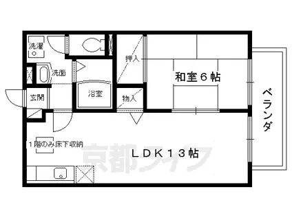 叡山電鉄 三宅八幡駅 徒歩3分 2階建 築27年(1LDK/2階)の間取り写真
