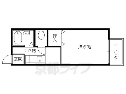 叡山電鉄 元田中駅 徒歩2分 2階建 築34年(1K/1階)の間取り写真