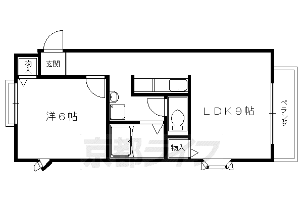 京都市烏丸線 北大路駅 徒歩24分 2階建 築33年(1DK/1階)の間取り写真