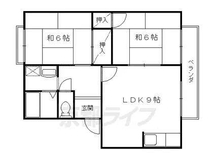 京都市烏丸線 北大路駅 徒歩43分 2階建 築32年(2LDK/2階)の間取り写真