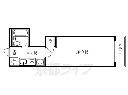 山陰本線 二条駅 徒歩15分 4階建 築38年(1K/2階)の間取り写真