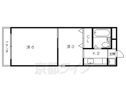 京都市烏丸線 今出川駅 徒歩13分 4階建 築38年(2K/4階)の間取り写真