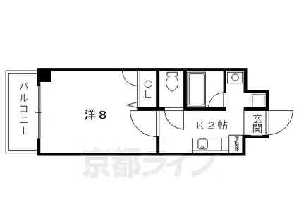 京都市烏丸線 今出川駅 徒歩8分 5階建 築23年(1K/2階)の間取り写真