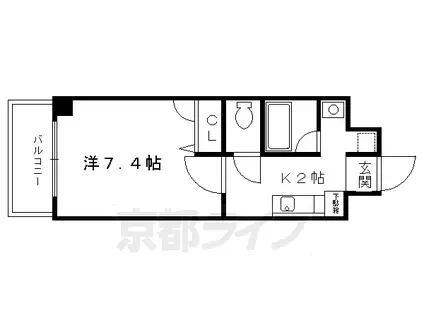 京都市烏丸線 今出川駅 徒歩8分 5階建 築23年(1K/5階)の間取り写真