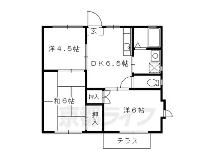 京阪電気鉄道鴨東線 神宮丸太町駅 徒歩22分 2階建 築37年(3DK/1階)の間取り写真