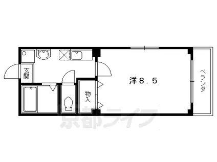 京都市烏丸線 北山駅(京都) 徒歩4分 5階建 築23年(1K/5階)の間取り写真