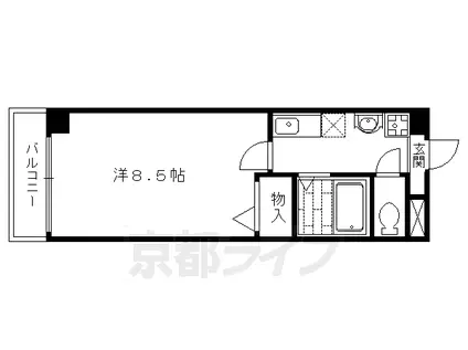 京都市烏丸線 北山駅(京都) 徒歩4分 5階建 築24年(1K/4階)の間取り写真