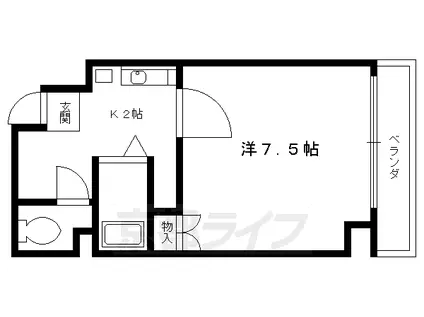京都市烏丸線 今出川駅 徒歩20分 4階建 築29年(1K/2階)の間取り写真