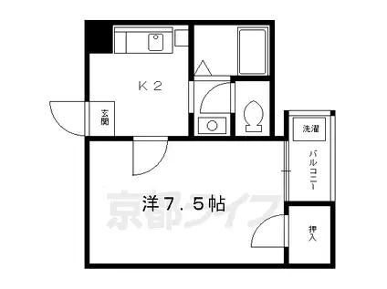 京都市烏丸線 今出川駅 徒歩14分 4階建 築31年(1K/4階)の間取り写真