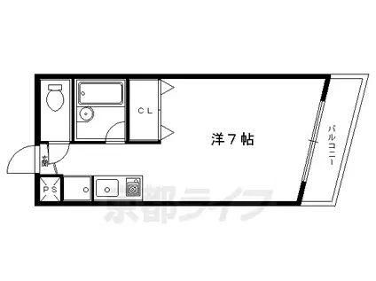 叡山電鉄 八幡前駅(京都) 徒歩4分 3階建 築30年(1K/2階)の間取り写真