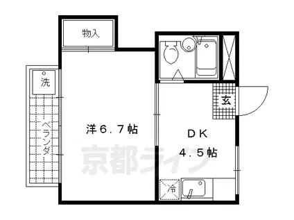京都市烏丸線 北山駅(京都) 徒歩27分 2階建 築38年(1DK/2階)の間取り写真