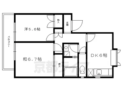叡山電鉄 岩倉駅(京都) 徒歩4分 2階建 築32年(2DK/1階)の間取り写真