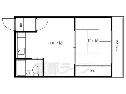 シャトル出水(1DK/3階)の間取り写真