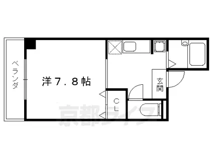 京都市烏丸線 今出川駅 徒歩8分 5階建 築29年(1K/4階)の間取り写真