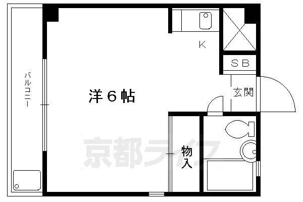 京福北野線 北野白梅町駅 徒歩8分 2階建 築36年(1K/1階)の間取り写真