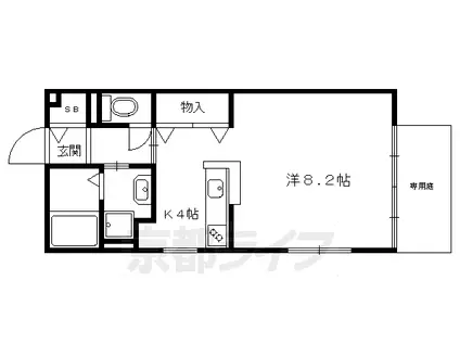 叡山電鉄 三宅八幡駅 徒歩3分 2階建 築23年(1K/1階)の間取り写真