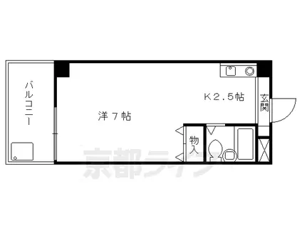 阪急電鉄京都線 京都河原町駅 徒歩7分 5階建 築38年(1K/4階)の間取り写真