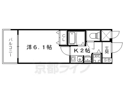 京阪電気鉄道鴨東線 出町柳駅 徒歩17分 5階建 築23年(1K/2階)の間取り写真