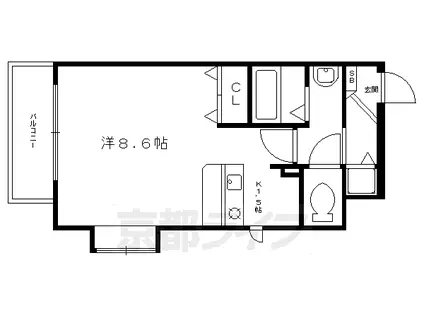 京阪電気鉄道鴨東線 出町柳駅 徒歩17分 5階建 築23年(1K/3階)の間取り写真