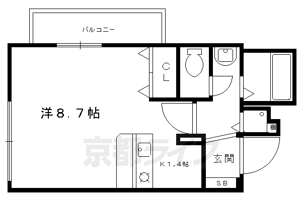 京阪電気鉄道鴨東線 出町柳駅 徒歩17分 6階建 築24年(1K/4階)の間取り写真