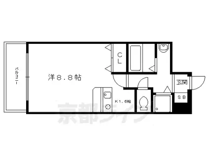 京阪電気鉄道鴨東線 出町柳駅 徒歩17分 5階建 築23年(1K/5階)の間取り写真