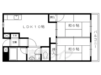 叡山電鉄 茶山・京都芸術大学駅 徒歩6分 3階建 築36年(2LDK/3階)の間取り写真