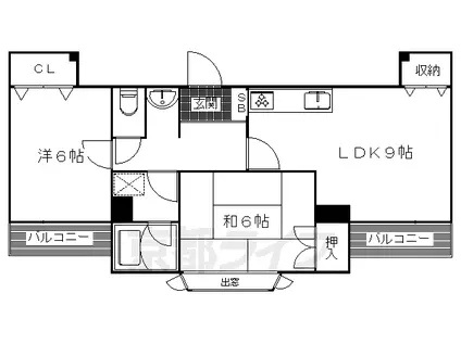 叡山電鉄 岩倉駅(京都) 徒歩5分 3階建 築34年(2DK/3階)の間取り写真