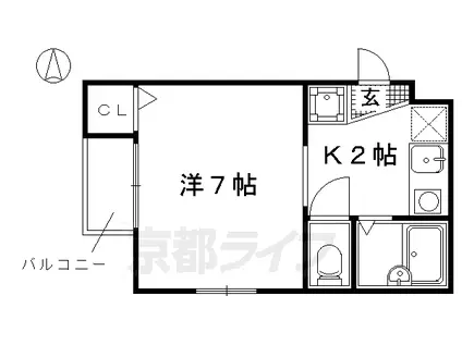 京阪電気鉄道鴨東線 神宮丸太町駅 徒歩5分 4階建 築29年(1K/2階)の間取り写真