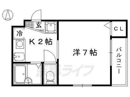 京阪電気鉄道鴨東線 神宮丸太町駅 徒歩5分 4階建 築29年(1K/3階)の間取り写真