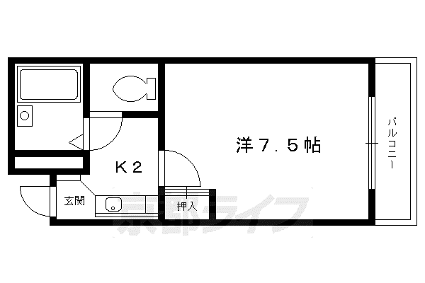 京都市烏丸線 北大路駅 徒歩20分 4階建 築32年(1K/4階)の間取り写真