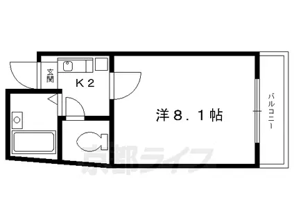 京都市烏丸線 北大路駅 徒歩20分 4階建 築31年(1K/3階)の間取り写真