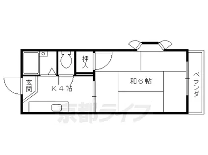 叡山電鉄 元田中駅 徒歩3分 2階建 築38年(1K/1階)の間取り写真