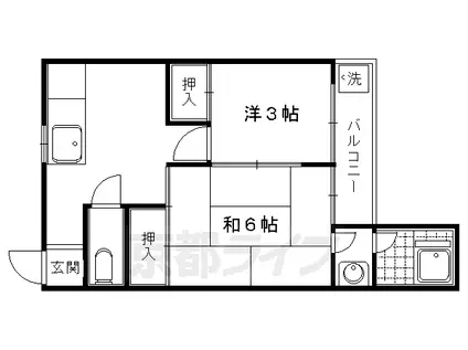 叡山電鉄 元田中駅 徒歩10分 3階建 築54年(2DK/2階)の間取り写真