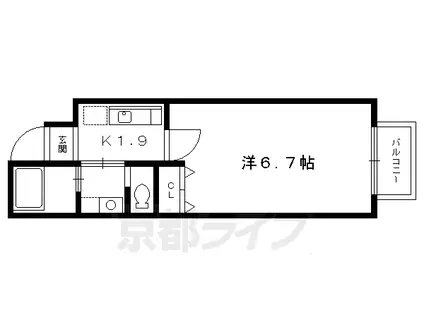 京都市烏丸線 今出川駅 徒歩13分 3階建 築23年(1K/1階)の間取り写真