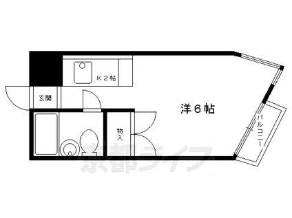 京都市烏丸線 北山駅(京都) 徒歩20分 3階建 築47年(1K/2階)の間取り写真