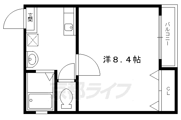 叡山電鉄 元田中駅 徒歩15分 3階建 築27年(1K/2階)の間取り写真