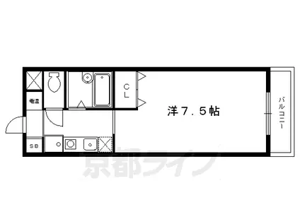 京阪電気鉄道鴨東線 出町柳駅 徒歩5分 4階建 築24年(1K/4階)の間取り写真