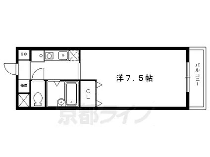 京阪電気鉄道鴨東線 出町柳駅 徒歩5分 4階建 築24年(1K/4階)の間取り写真