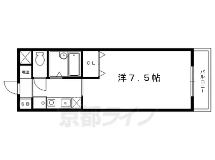 京阪電気鉄道鴨東線 出町柳駅 徒歩5分 4階建 築24年(1K/1階)の間取り写真