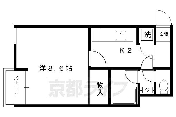 京都市烏丸線 北大路駅 徒歩7分 3階建 築37年(1K/2階)の間取り写真