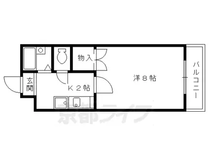 叡山電鉄 一乗寺駅 徒歩9分 2階建 築29年(1K/2階)の間取り写真