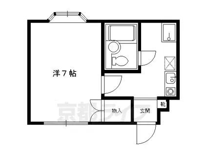 京都市烏丸線 北山駅(京都) 徒歩8分 2階建 築29年(1K/1階)の間取り写真