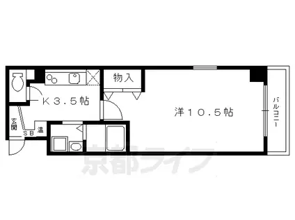 京都市烏丸線 鞍馬口駅 徒歩2分 4階建 築23年(1K/3階)の間取り写真
