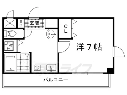 京都市烏丸線 北大路駅 徒歩8分 7階建 築25年(1K/3階)の間取り写真