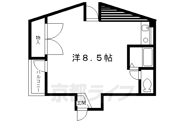 京都市烏丸線 松ケ崎駅(京都) 徒歩12分 5階建 築31年(ワンルーム/3階)の間取り写真