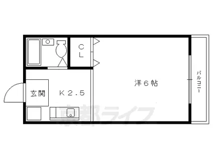 京阪電気鉄道鴨東線 神宮丸太町駅 徒歩14分 3階建 築41年(1K/2階)の間取り写真